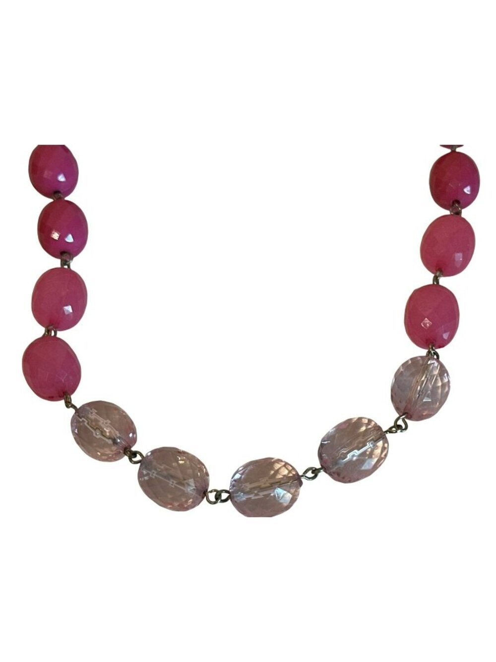 Pink & Clear Beaded Necklace Faceted Beads Chunky Career Fairy Colorful